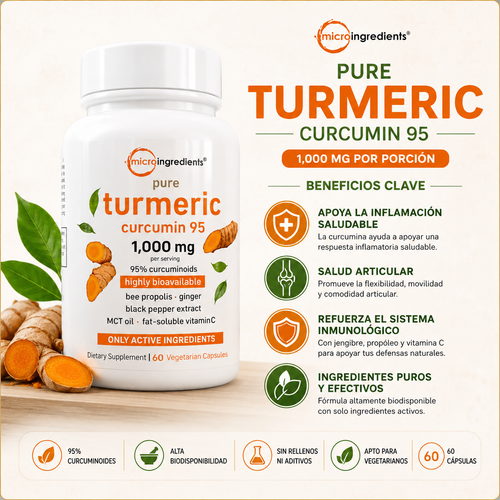 Cápsulas de Cúrcuma Curcumina 6-en-1 para Bienestar y Confort Diario (60 Capsulas)