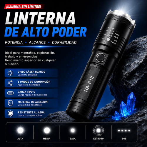 Linterna Laser Pro de Alto Alcance con Zoom Ajustable