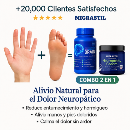 Combo 2x1🔥 Calma el Ardor y Hormigueo en Minutos – Crema para Neuropatía + NEURO BRAIN