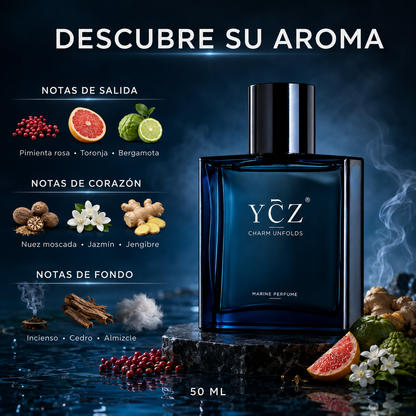 🌊YCZ CHARM UNFOLDS MARINE 50ML EL AROMA MASCULINO QUE DEJA HUELLA TODO EL DÍA