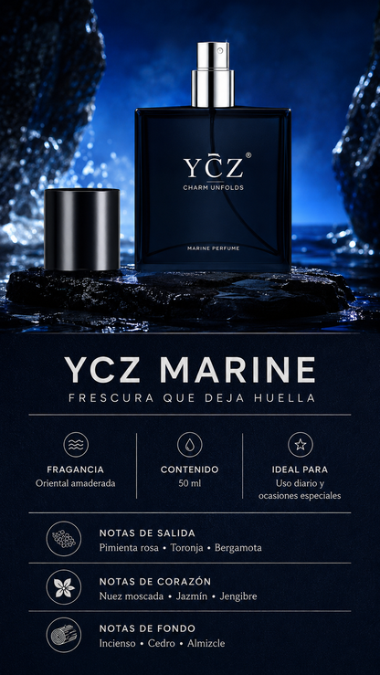 🌊YCZ CHARM UNFOLDS MARINE 50ML EL AROMA MASCULINO QUE DEJA HUELLA TODO EL DÍA