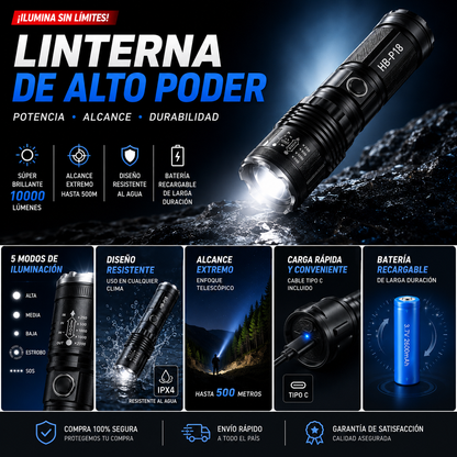 Linterna Laser Pro de Alto Alcance con Zoom Ajustable