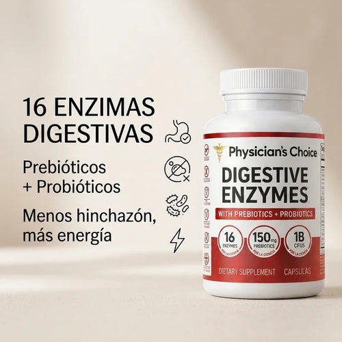 Enzimas digestivas para la hinchazón y la digestión Fórmula de 16 enzimas de acción rápida con prebióticos para la salud intetinal
