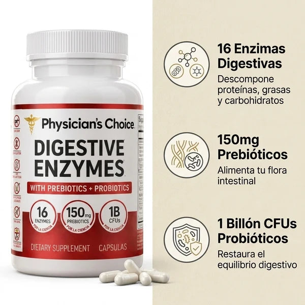 Enzimas digestivas para la hinchazón y la digestión Fórmula de 16 enzimas de acción rápida con prebióticos para la salud intetinal