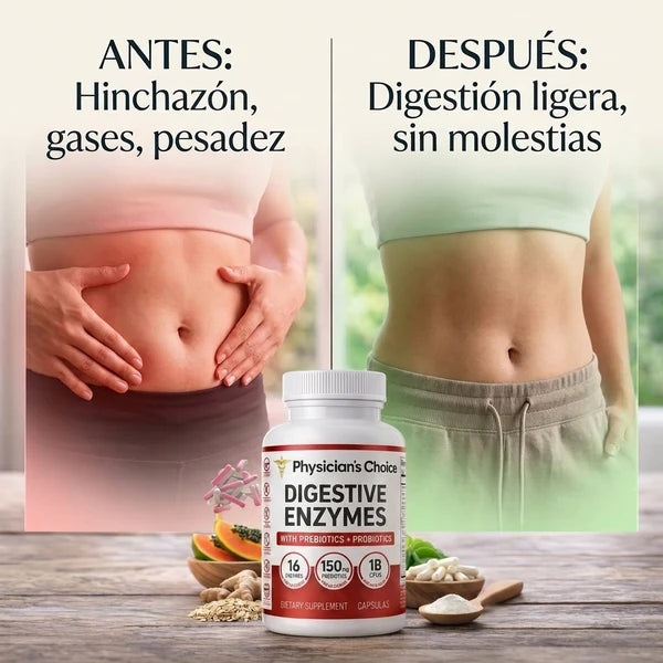 Enzimas digestivas para la hinchazón y la digestión Fórmula de 16 enzimas de acción rápida con prebióticos para la salud intetinal