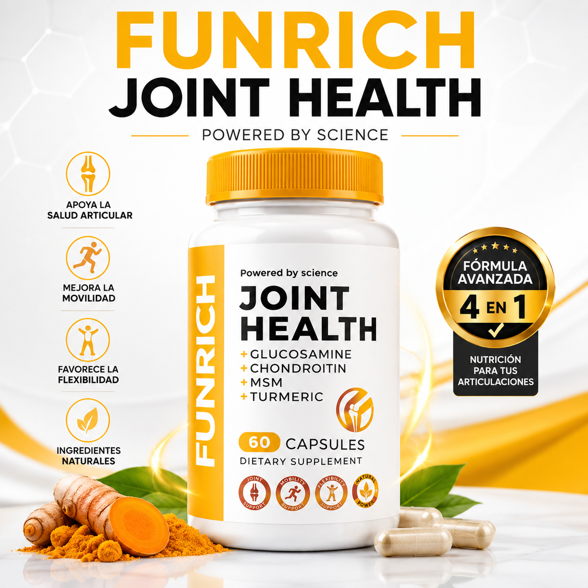 FUNRICH Joint Health | Recupera la Movilidad y Cuida tus Articulaciones 60 Capsulas